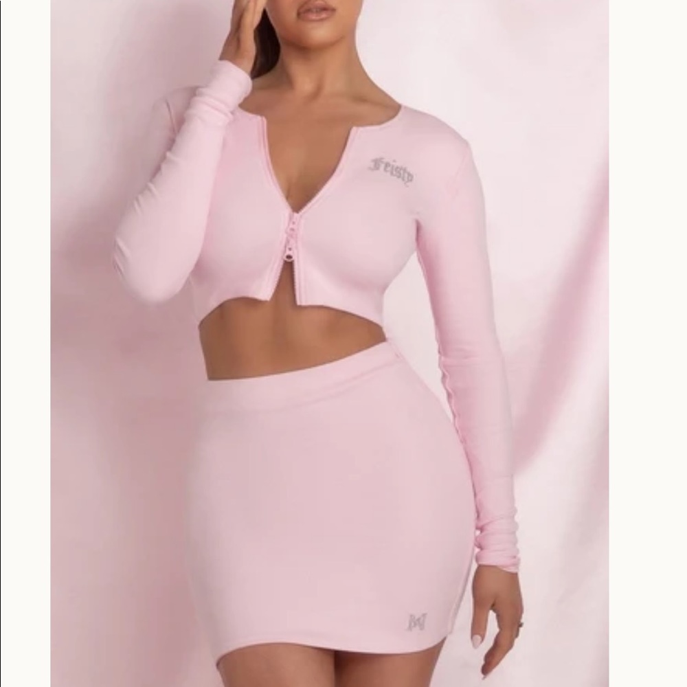 Meshki Pink Top with Matching Mini Skirt